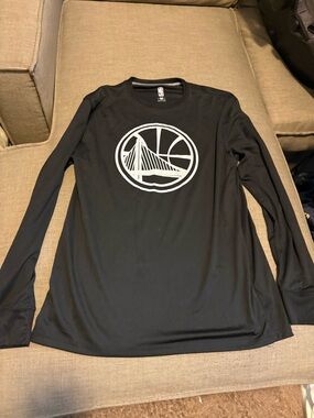 Black Long-Sleeve Golden State Warriors Logo Top